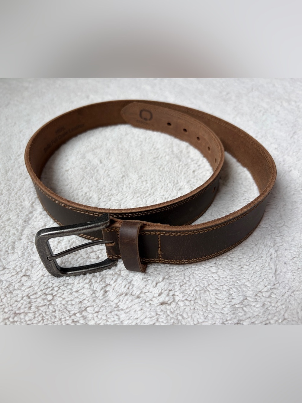 Chaoren Men's Brown Leather Belt with Metal Buckle Size 105 cm or 28 to 34
